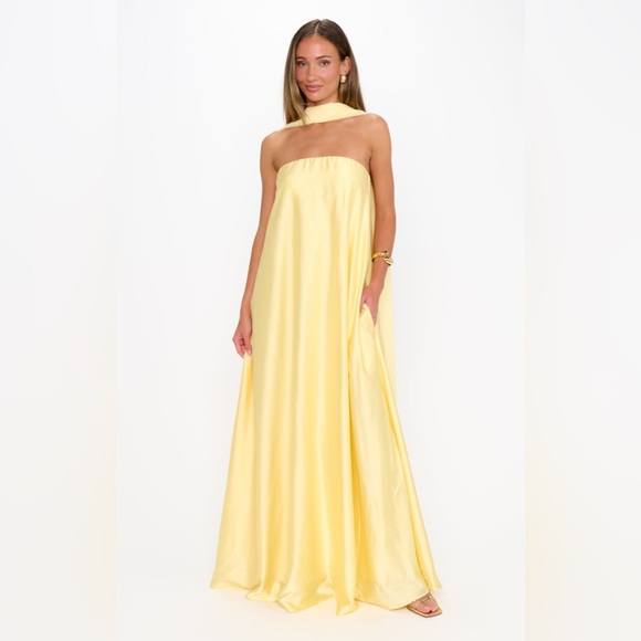 Show Me Your MuMu Dresses & Skirts - Show Me Your MuMu Strapless Yellow Maxi Dress with Neck Sash